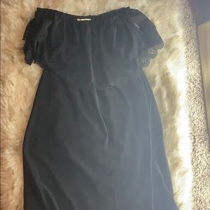 Strapless maxi dress with shorter under skirt